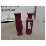 Pair of Vintage Red Ceramic Vases