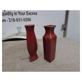 Pair of Vintage Red Ceramic Vases