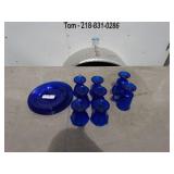 Collection of Vintage Blue Glass Dishware