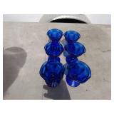 Collection of Vintage Blue Glass Dishware