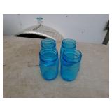 Set of 4 Blue Mason Jars
