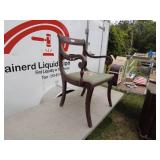 Vintage Wooden Armchair with Floral Embroidered Seat