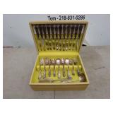 Vintage 72-Piece Silverware Set in Wooden Box