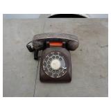 Vintage Brown Rotary Dial Telephone with Ornate Handset