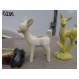Vintage Ceramic Animal Figurines Lot - Cat, Beaver and Deer