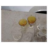 Lot of 33 Elegant Glass Goblets and 2 Amber-Colored Glasses
