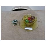 Vintage Glass Containers with Assorted Decorative Marbles