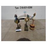 Set of 3 Wooden Bird Sculptures