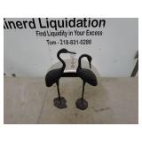 Pair of Cast Iron Crane Garden Sculptures