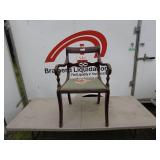 Vintage Wooden Armchair with Floral Embroidered Seat