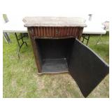 Vintage Wooden Cabinet with Marble Top and Decorative Door