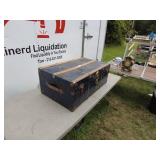 Vintage Steamer Trunk With Blue Lining