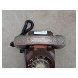 Vintage Brown Rotary Dial Telephone with Ornate Handset