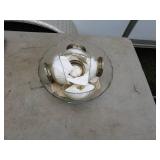 Vintage Glass Bowl with Metal Rim Accents