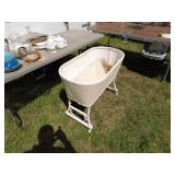 Vintage Wicker Baby Bassinet with Metal Stand
