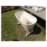 Vintage Wicker Baby Bassinet with Metal Stand