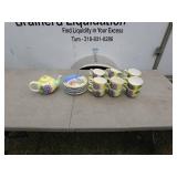 Grape Themed Ceramic Tea Set with Mugs and Saucers