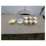 Grape Themed Ceramic Tea Set with Mugs and Saucers
