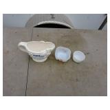 Vintage White Ceramic Pitcher and Decorative Bowls Lot