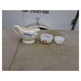 Vintage White Ceramic Pitcher and Decorative Bowls Lot