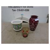 Assorted Decorative Glassware and Ceramic Planter Lot