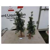 Set of 2 Decorative Artificial Pine Trees