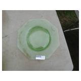 Set of Green Vintage Glass Bowls and Octagonal Plate