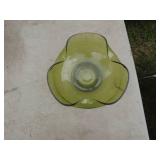 Set of Green Vintage Glass Bowls and Octagonal Plate