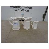 Set of 3 White Ceramic Pitchers