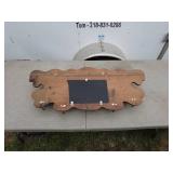 Vintage Wooden Wall Shelf with Mirror and Hooks