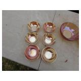 Set of Iridescent Serving and Salad Bowls