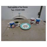 Lot of 4 Holiday Themed Mugs and Christmas 1973 Decorative Plate