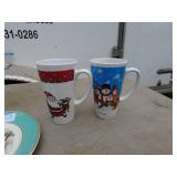 Lot of 4 Holiday Themed Mugs and Christmas 1973 Decorative Plate