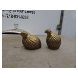 Pair of Brass Quail Figurines