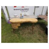 Vintage Kidney-Shaped Vanity Table with Storage Drawers