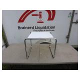 Set of Two Modern White Shelving Units with Chrome Legs