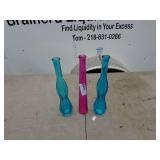 Set of 3 Decorative Colored Glass Vases