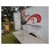 Metal Plant Stand with Artificial Flower Arrangement