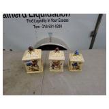 Set of 3 Ceramic Fruit Design Storage Canisters