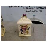 Set of 3 Ceramic Fruit Design Storage Canisters