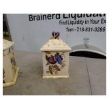 Set of 3 Ceramic Fruit Design Storage Canisters