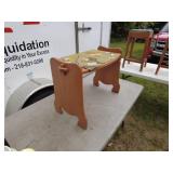 Wooden Side Table with Embroidered Fabric Inlay