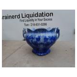Antique Flow Blue Pottery Pieces - Bowl and Vase