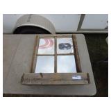 Rustic Wood Window Frame Mirror with Shelf