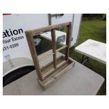 Rustic Wood Window Frame Mirror with Shelf