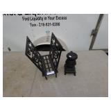 Cast Iron Book Holder and Mini Cast Iron Stove Decorative Pieces