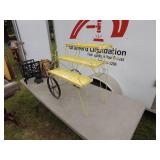 Vintage Yellow Metal Plant Stand with Wheels