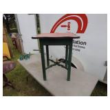 Vintage Green and Red Side Table with Unique Top