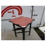 Vintage Green and Red Side Table with Unique Top