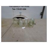 Lot of 9 Vintage Glass Insulators with Reference Book